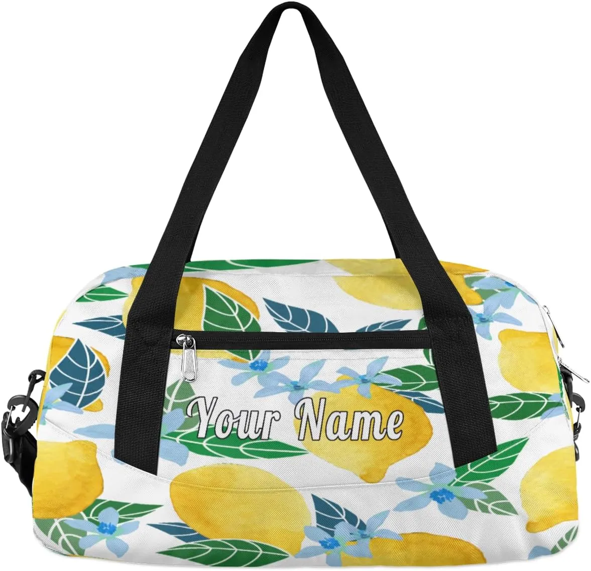 Personalized Kids Duffel Bag Fruit Lemon Lime Flower,Custom Sport Gym Bag for Boys Girls,WWeekender Overnight Bags Travel Duffel Bag,Customized Kids Gift