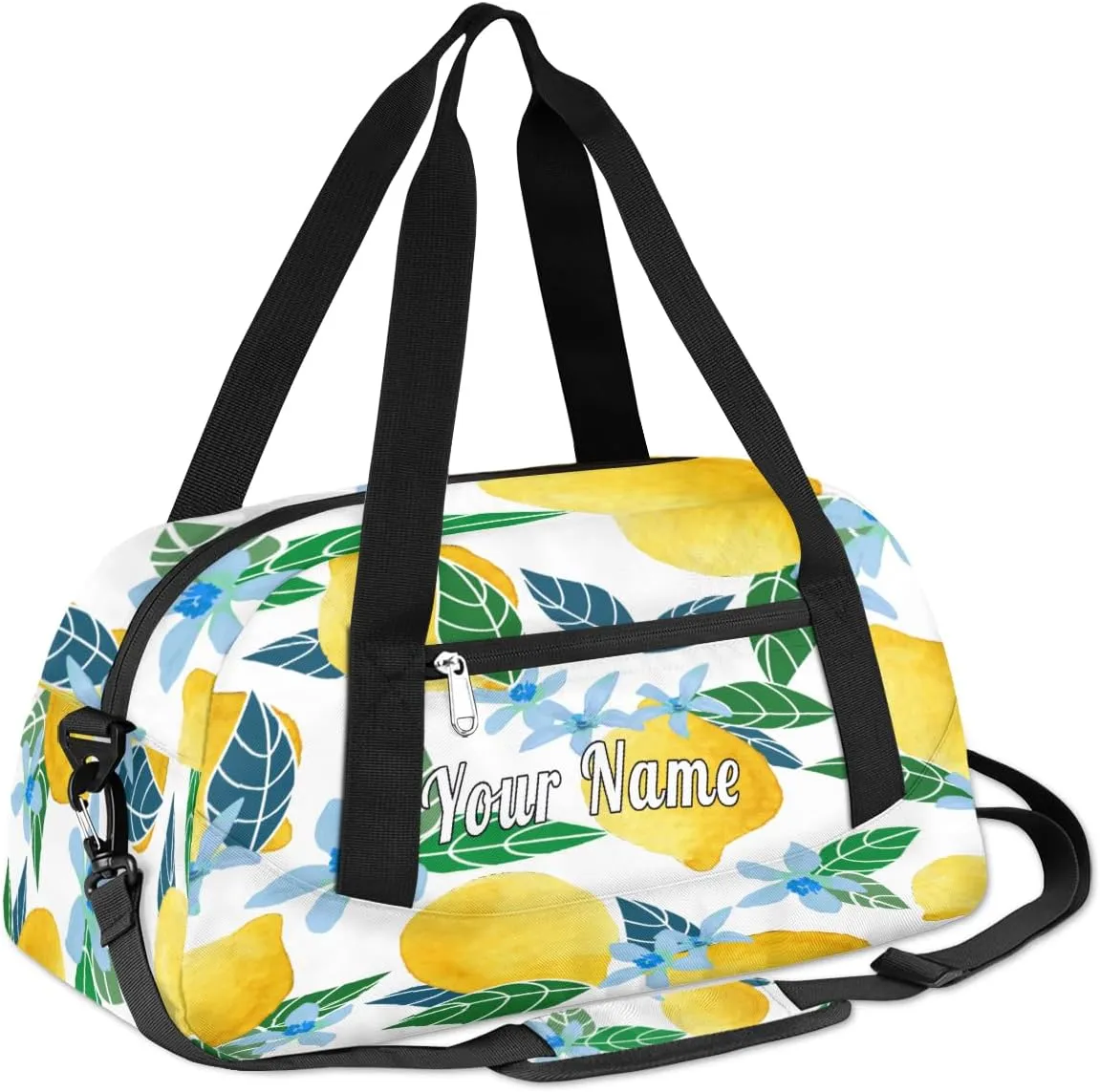 Personalized Kids Duffel Bag Fruit Lemon Lime Flower,Custom Sport Gym Bag for Boys Girls,WWeekender Overnight Bags Travel Duffel Bag,Customized Kids Gift