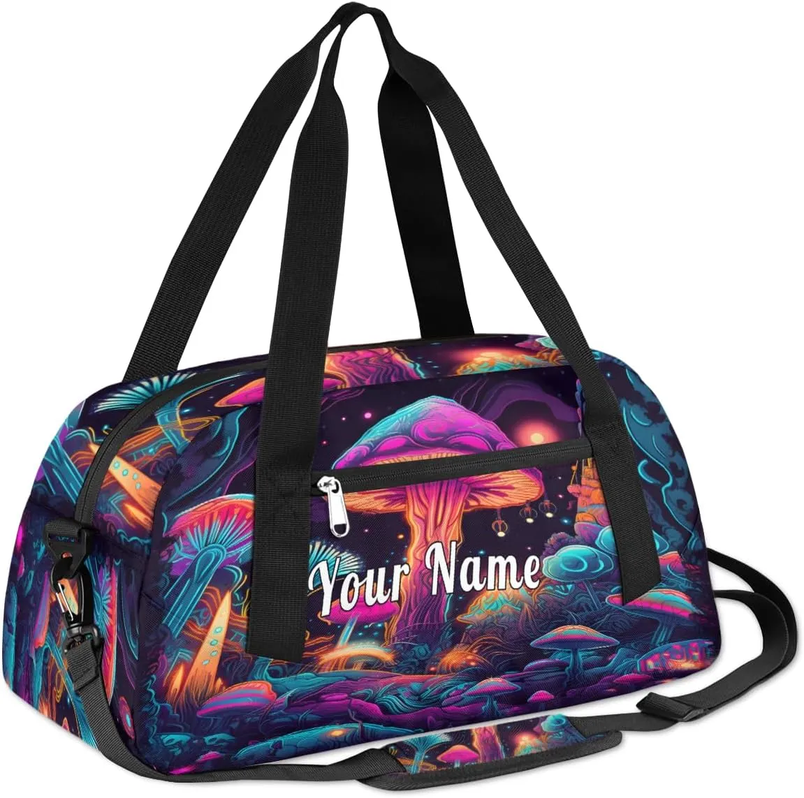 Personalized Kids Duffel Bag Mushroom,Custom Sport Gym Bag for Boys Girls,WWeekender Overnight Bags Travel Duffel Bag,Customized Kids Gift