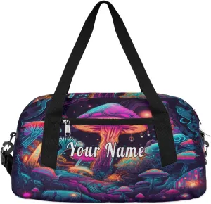 Personalized Kids Duffel Bag Mushroom,Custom Sport Gym Bag for Boys Girls,WWeekender Overnight Bags Travel Duffel Bag,Customized Kids Gift