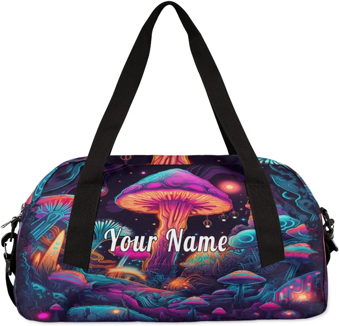 Personalized Kids Duffel Bag Mushroom,Custom Sport Gym Bag for Boys Girls,WWeekender Overnight Bags Travel Duffel Bag,Customized Kids Gift