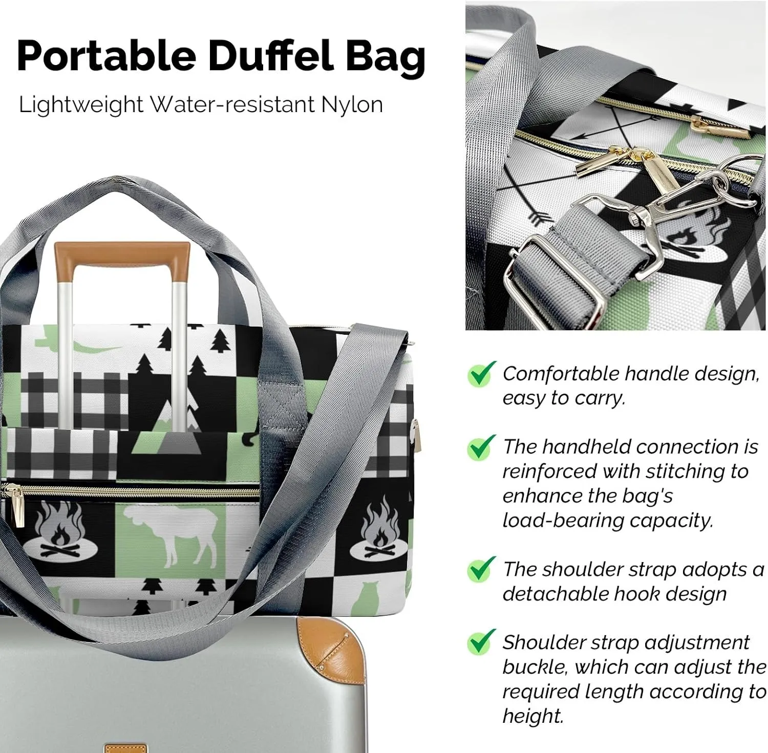 Personalized Name Duffel Bag Wild Animal Owl Plaid On-the-Go Fitness: Travel Bags Designed for Active Living