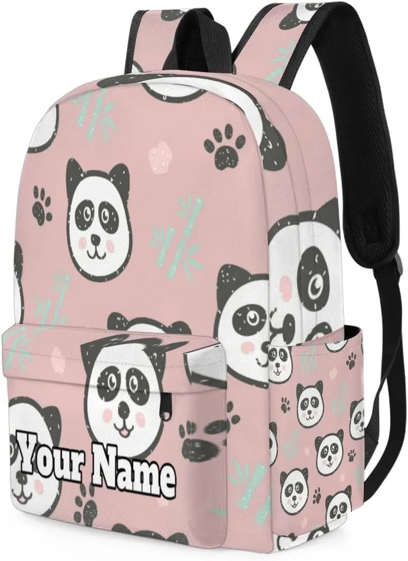 Personalized Panda Preschool Toddler Backpack for Boys Girls Custom Kids Name Small Bookbags Kindergarten Elementary Backpack, Cute Panda