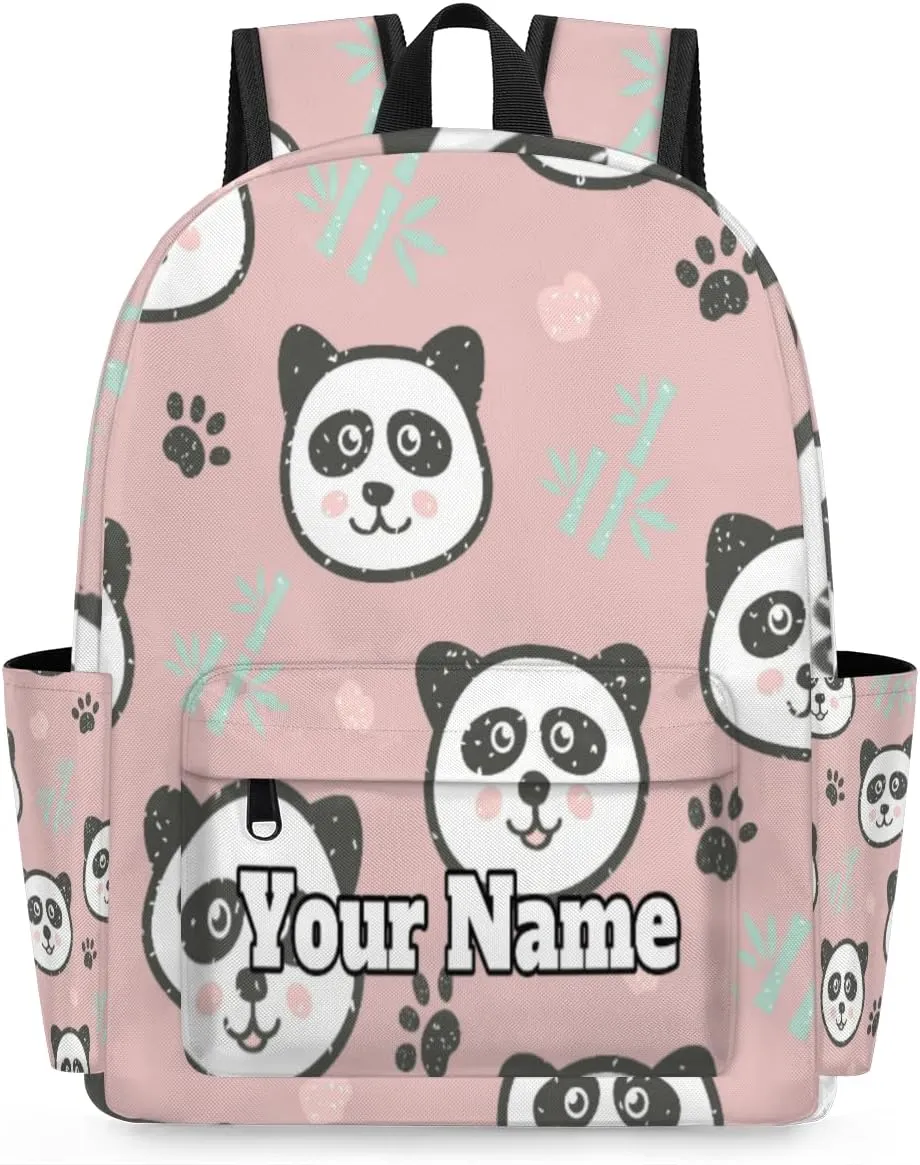 Personalized Panda Preschool Toddler Backpack for Boys Girls Custom Kids Name Small Bookbags Kindergarten Elementary Backpack, Cute Panda