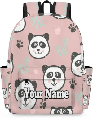Personalized Panda Preschool Toddler Backpack for Boys Girls Custom Kids Name Small Bookbags Kindergarten Elementary Backpack, Cute Panda
