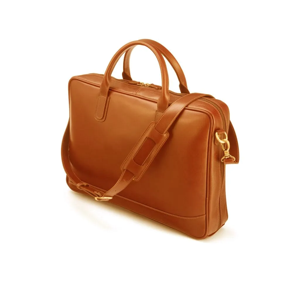 Piccadilly Leather 17" Laptop Bag - Light Tan