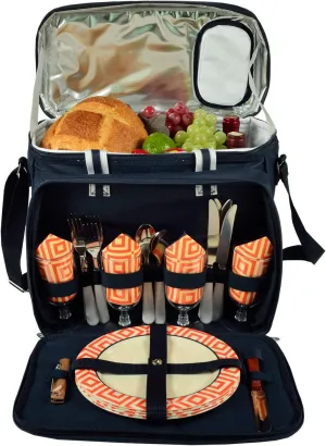 Picnic at Ascot Original Insulated Picnic Cooler with Service for 4 -Designed & Assembled in The USA