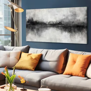 Pictures for Living Room Wall Decoration Black Wall Decor Dining Room Abstract Canvas Wall Art White Home Decor Black And Grey Office Artwork 20"x40"