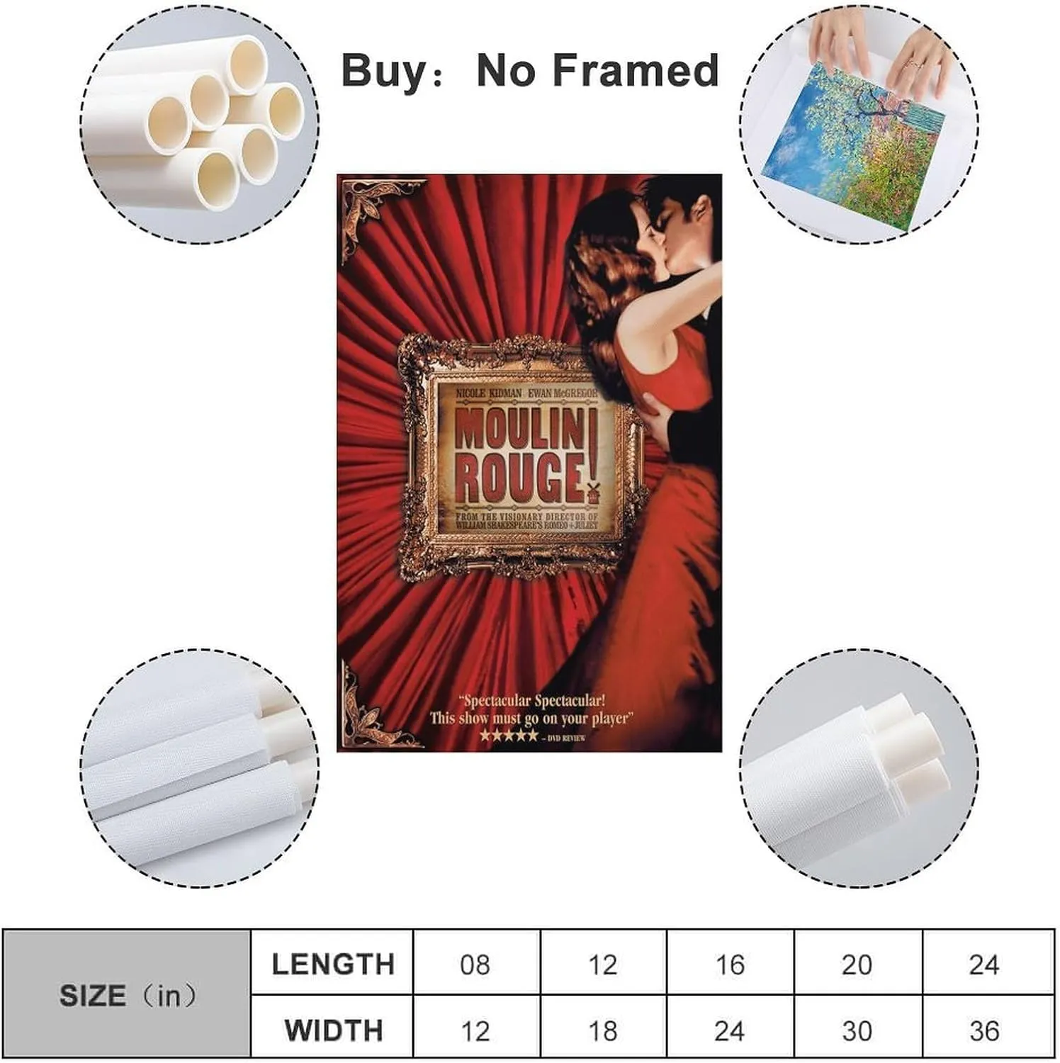 Pigalle Red Light District-Moulin Rouge Movie Poster Wall Art Canvas Print Poster Home Bathroom Bedroom Office Living Room Decor Canvas Poster Unframe-style20x30inch(50x75cm)