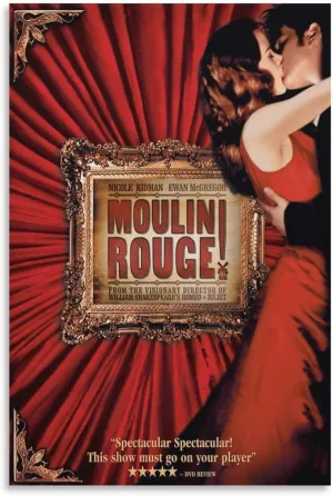 Pigalle Red Light District-Moulin Rouge Movie Poster Wall Art Canvas Print Poster Home Bathroom Bedroom Office Living Room Decor Canvas Poster Unframe-style20x30inch(50x75cm)