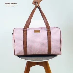 Pink Check Square Duffel Bag