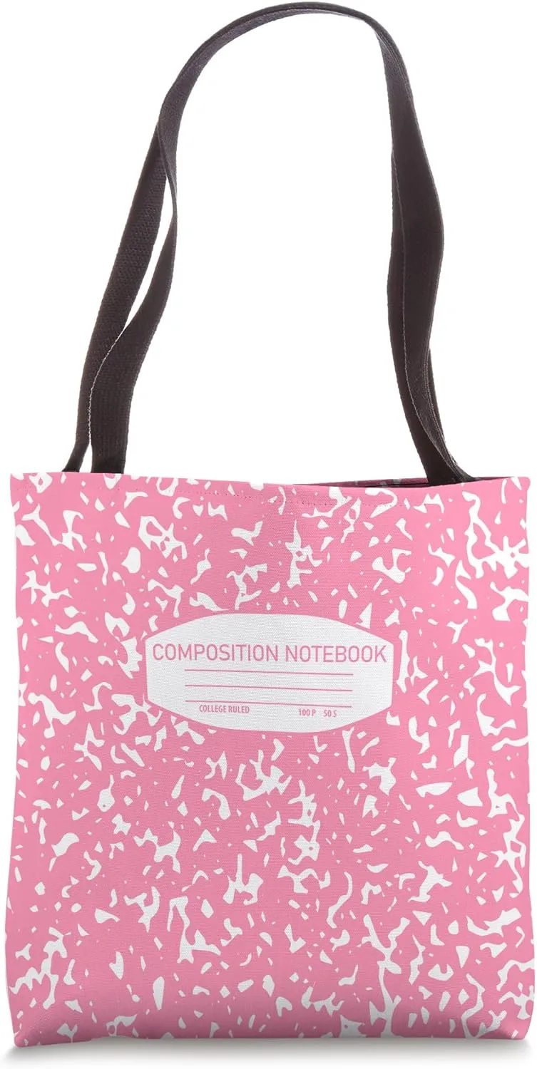Pink Composition Notebook Pattern Tote Bag
