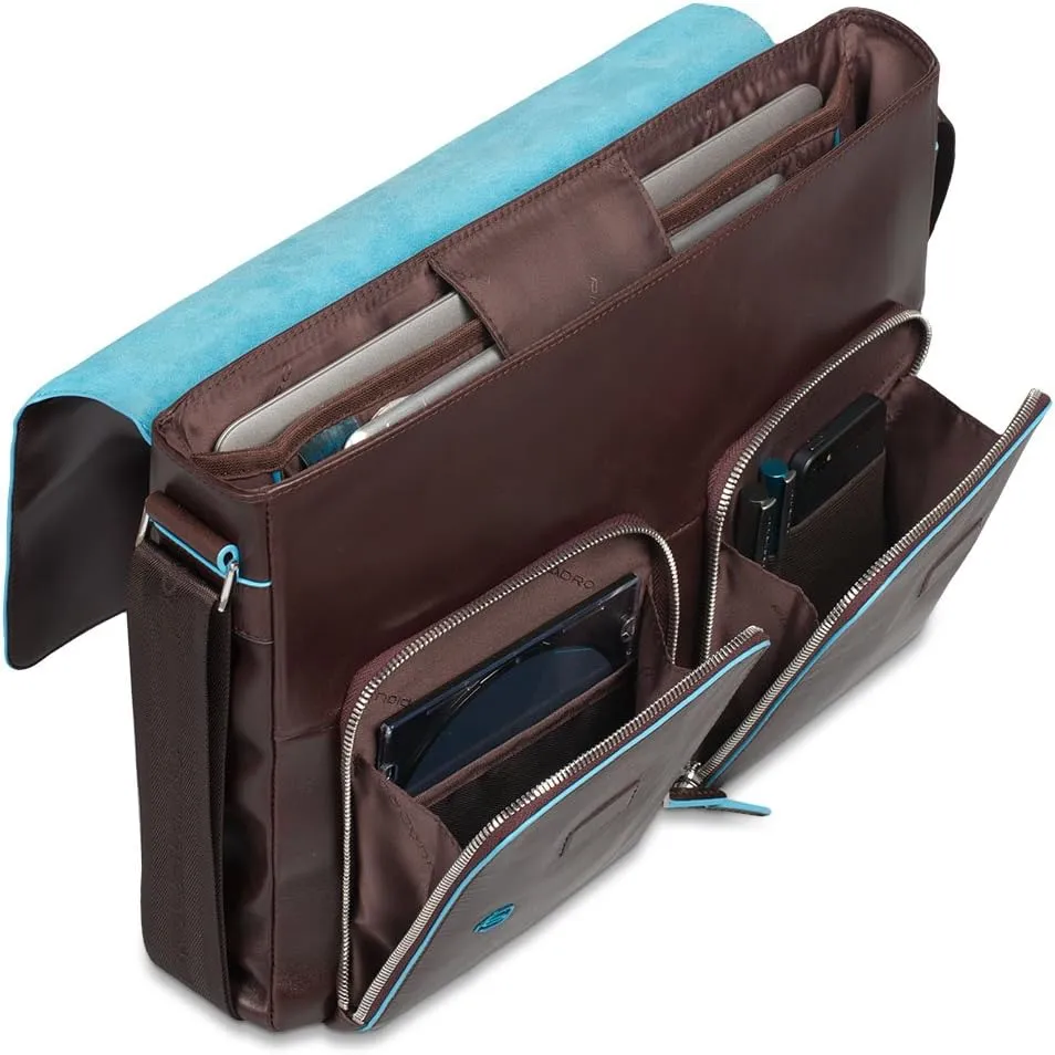 Piquadro Flap Over Computer Messenger Bag with Ipad/ipadair Compartment, Mahogany, One Size