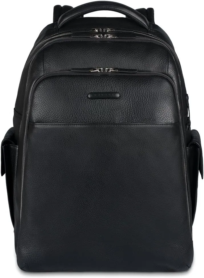 Piquadro Notebook Backpack with iPad Air Compartment Bottle Holder, Black, One Size