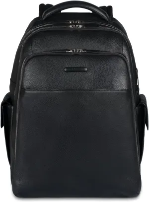 Piquadro Notebook Backpack with iPad Air Compartment Bottle Holder, Black, One Size