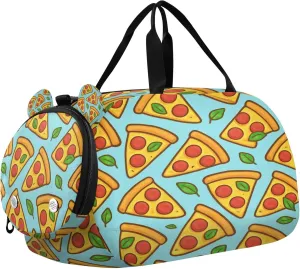 Pizza Kids Overnight Sports Duffel Bags with Shoe Compartment & Wet Pocket Travel Sport Gym Bag for Girls Boys