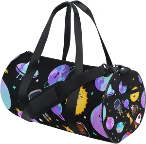 Planets Comets Astronaut Duffel Bag Canvas Travel Weekender Luggage Gym Handbag for Men Women