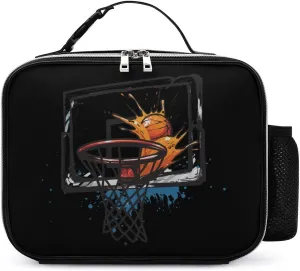 Player Basketball Slam Dunk Lunch Bag Insulated Lunch Box Container Reusable Lunch Tote Bag for Office Work Travel