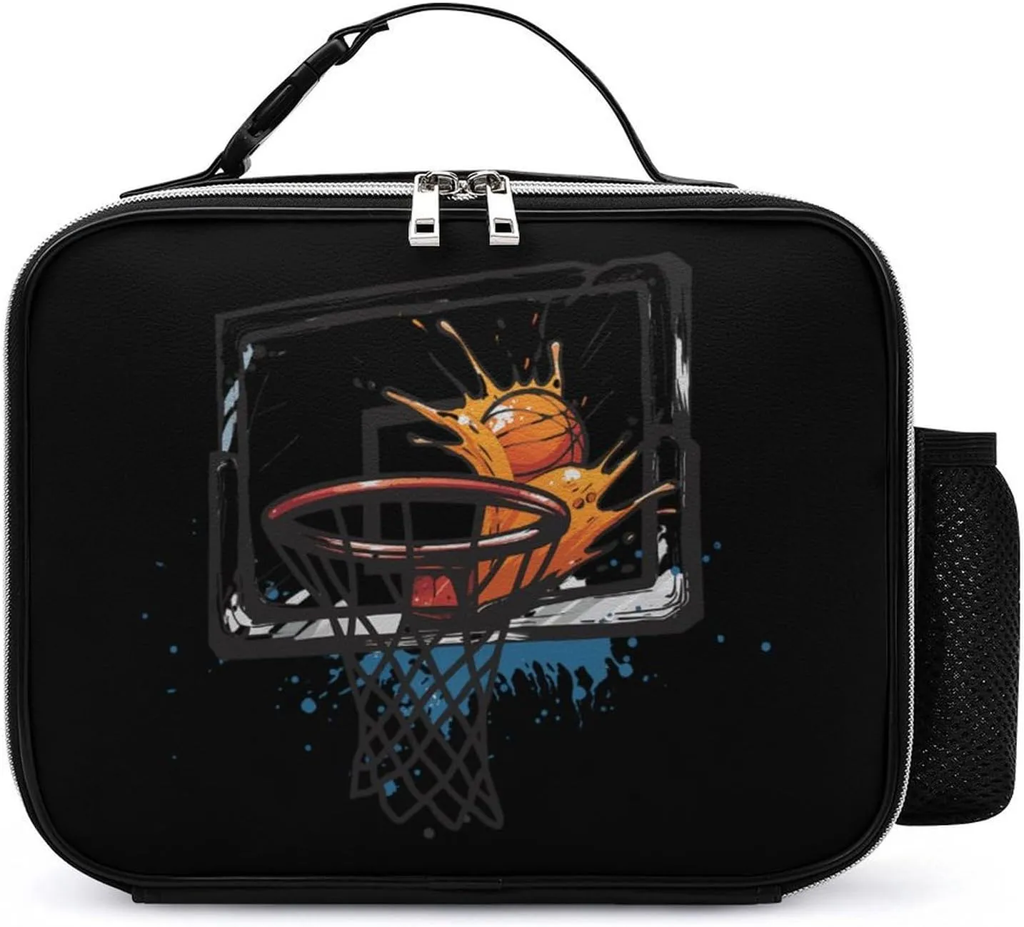 Player Basketball Slam Dunk Lunch Bag Insulated Lunch Box Container Reusable Lunch Tote Bag for Office Work Travel
