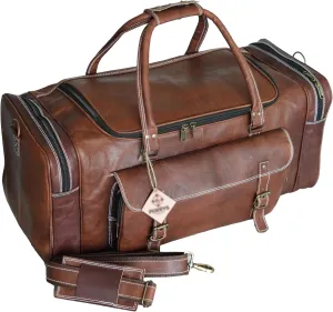 PLW Genuine Leather Duffle Bags for Men Stylish and Spacious Mens Leather Travel bag Vintage Duffel, Weekender, Gym, Overnight Carry-on Luggage 21 inch