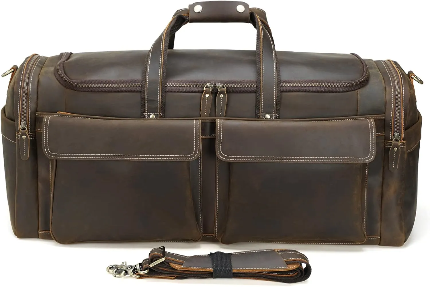 Polare 30" Full Grain Cowhide Leather Large Duffle Weekender Overnight Travel Duffel Bag For Men 72L