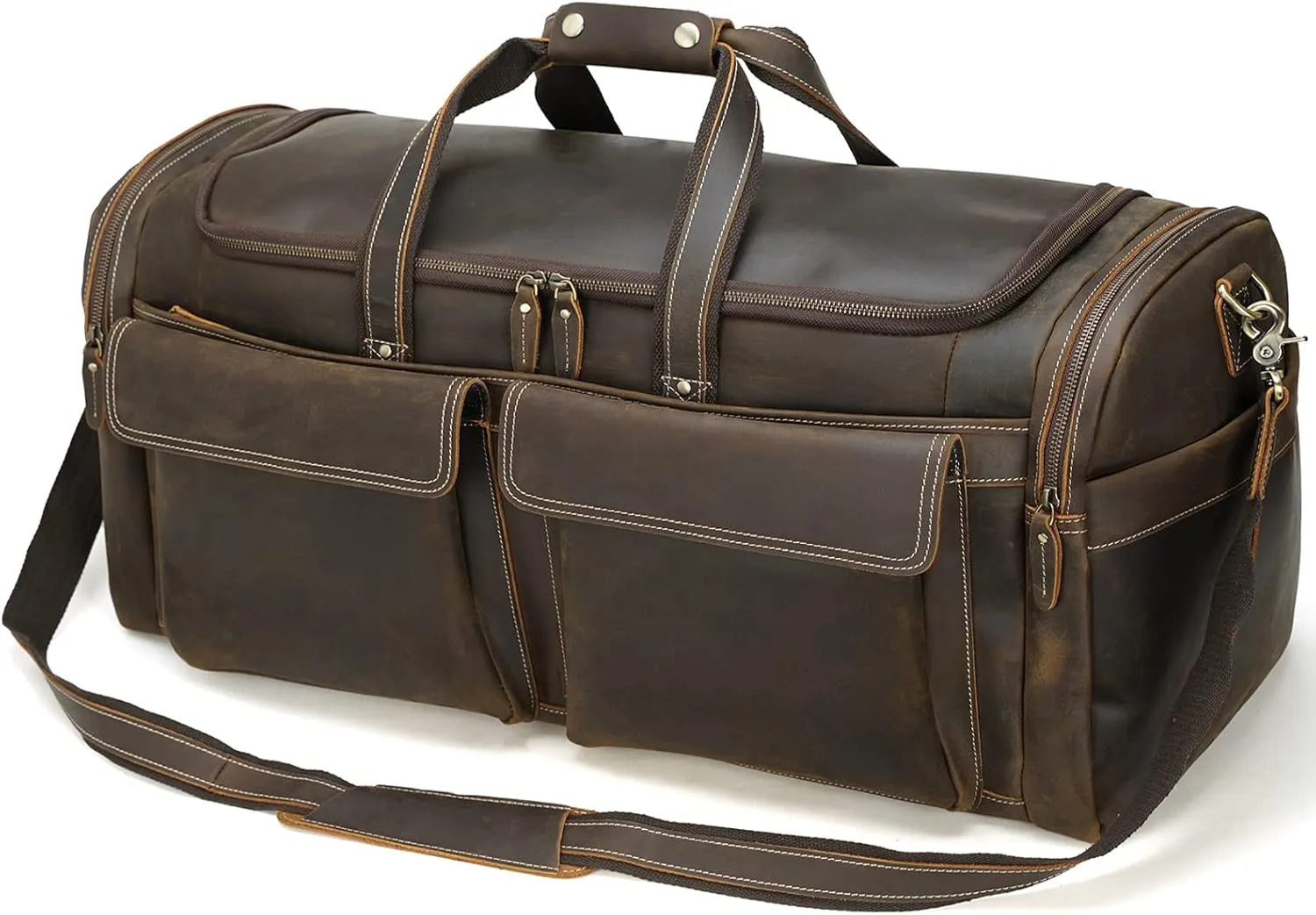 Polare 30" Full Grain Cowhide Leather Large Duffle Weekender Overnight Travel Duffel Bag For Men 72L