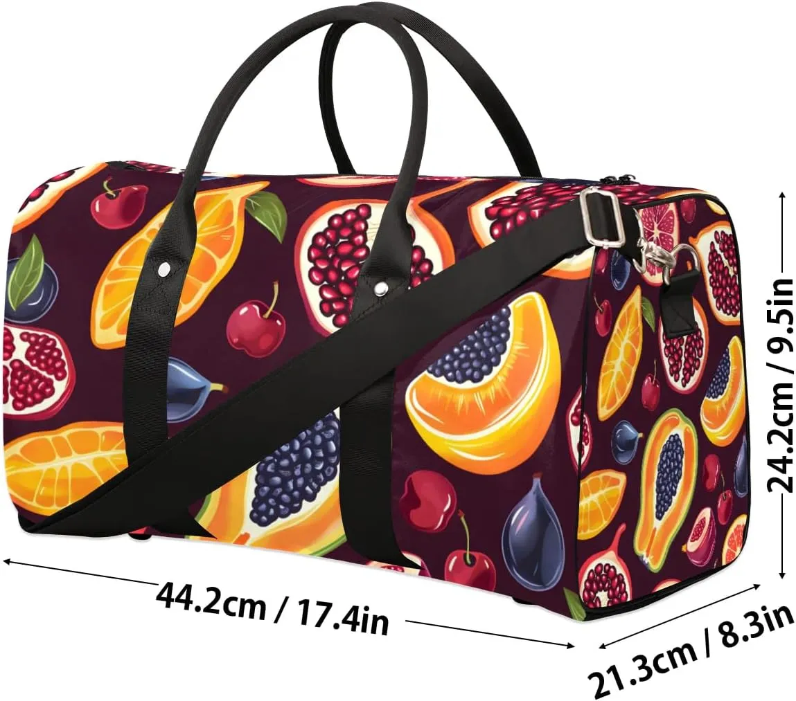 Pomegranate Cherry Fruit Foldable Lightweight Duffle Bag for Travel - Waterproof Carry On Bags for Airplanes, Travel Duffel Bags for Gym, Weekend