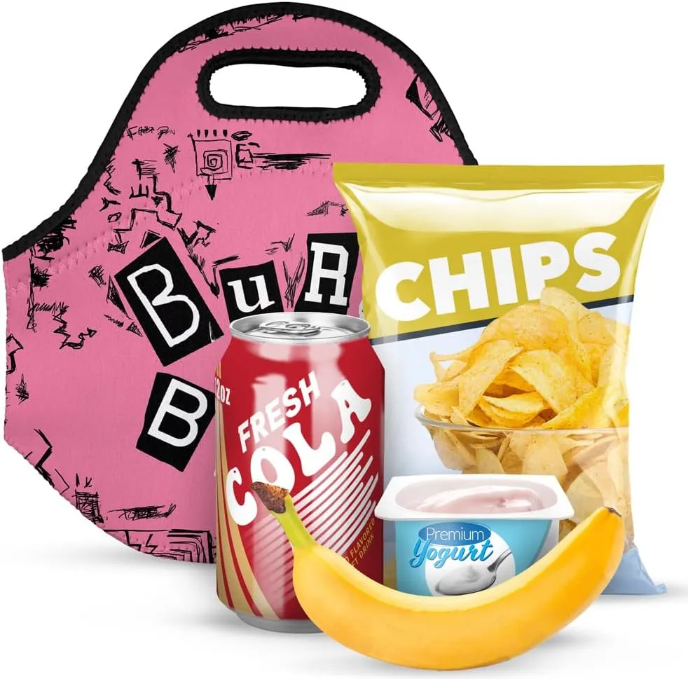 Popfunk Mean Girls Burn Book Soft Neoprene Lunch Bag, Lightweight, Insulated, Reusable for School, Work, Office