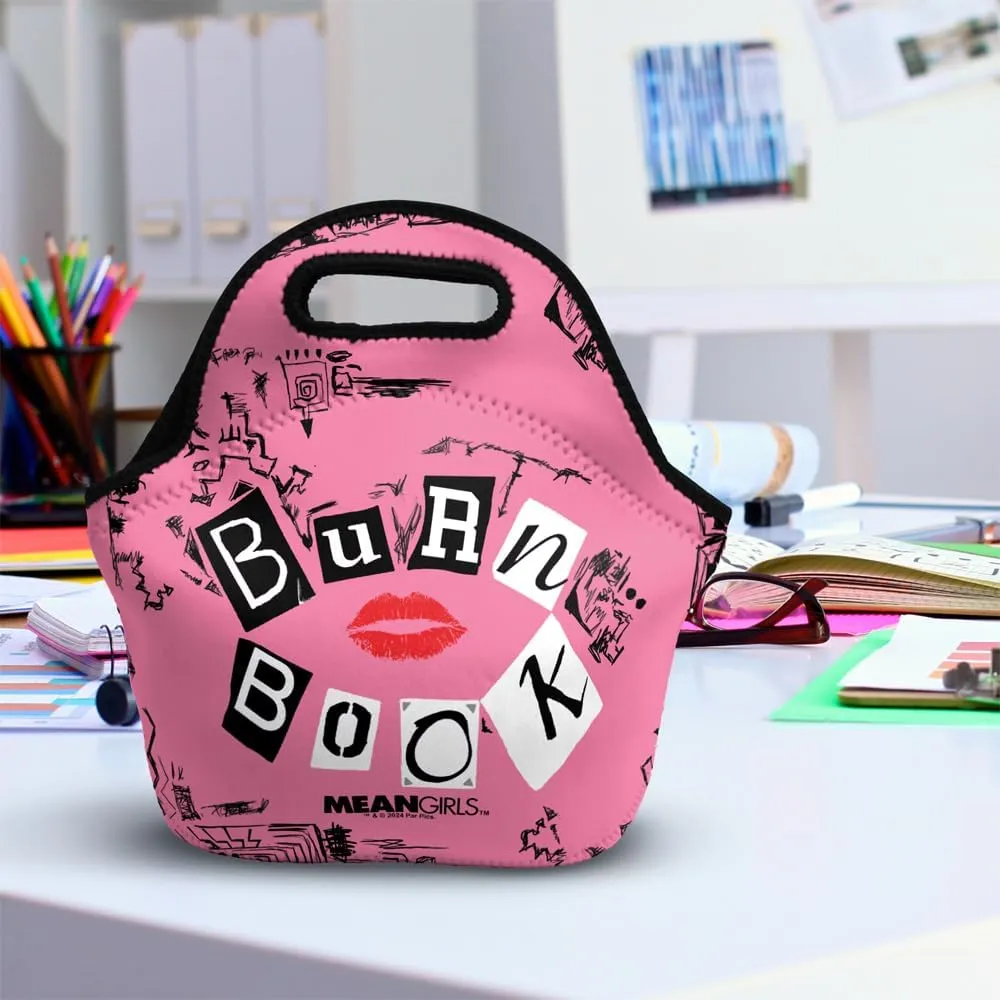 Popfunk Mean Girls Burn Book Soft Neoprene Lunch Bag, Lightweight, Insulated, Reusable for School, Work, Office
