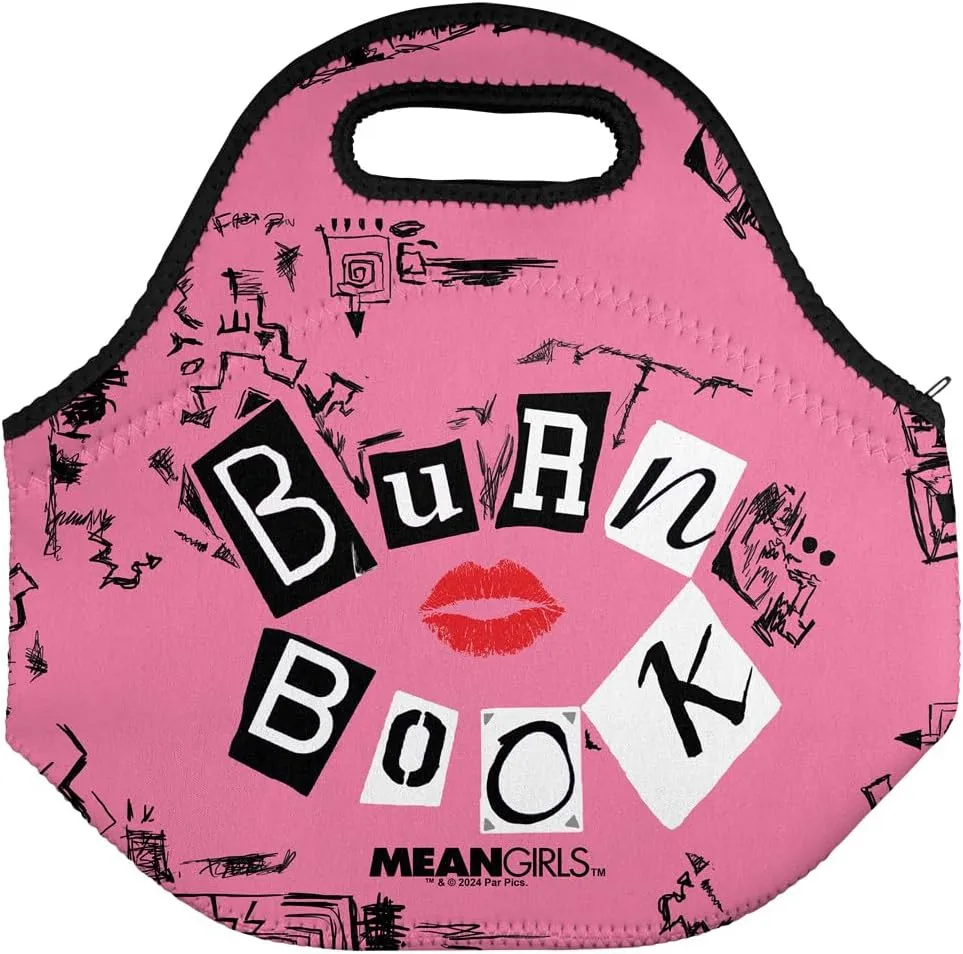 Popfunk Mean Girls Burn Book Soft Neoprene Lunch Bag, Lightweight, Insulated, Reusable for School, Work, Office