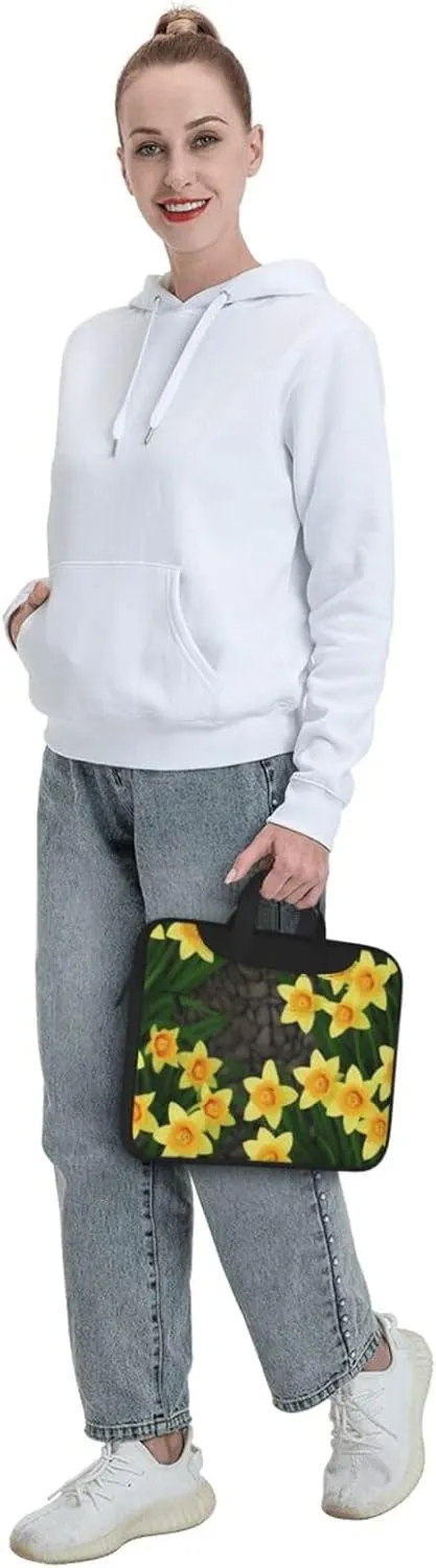 Print Flowers Laptop Shoulder Bag Notebook Computer Case Briefcase With Shoulder Straps And Handle
