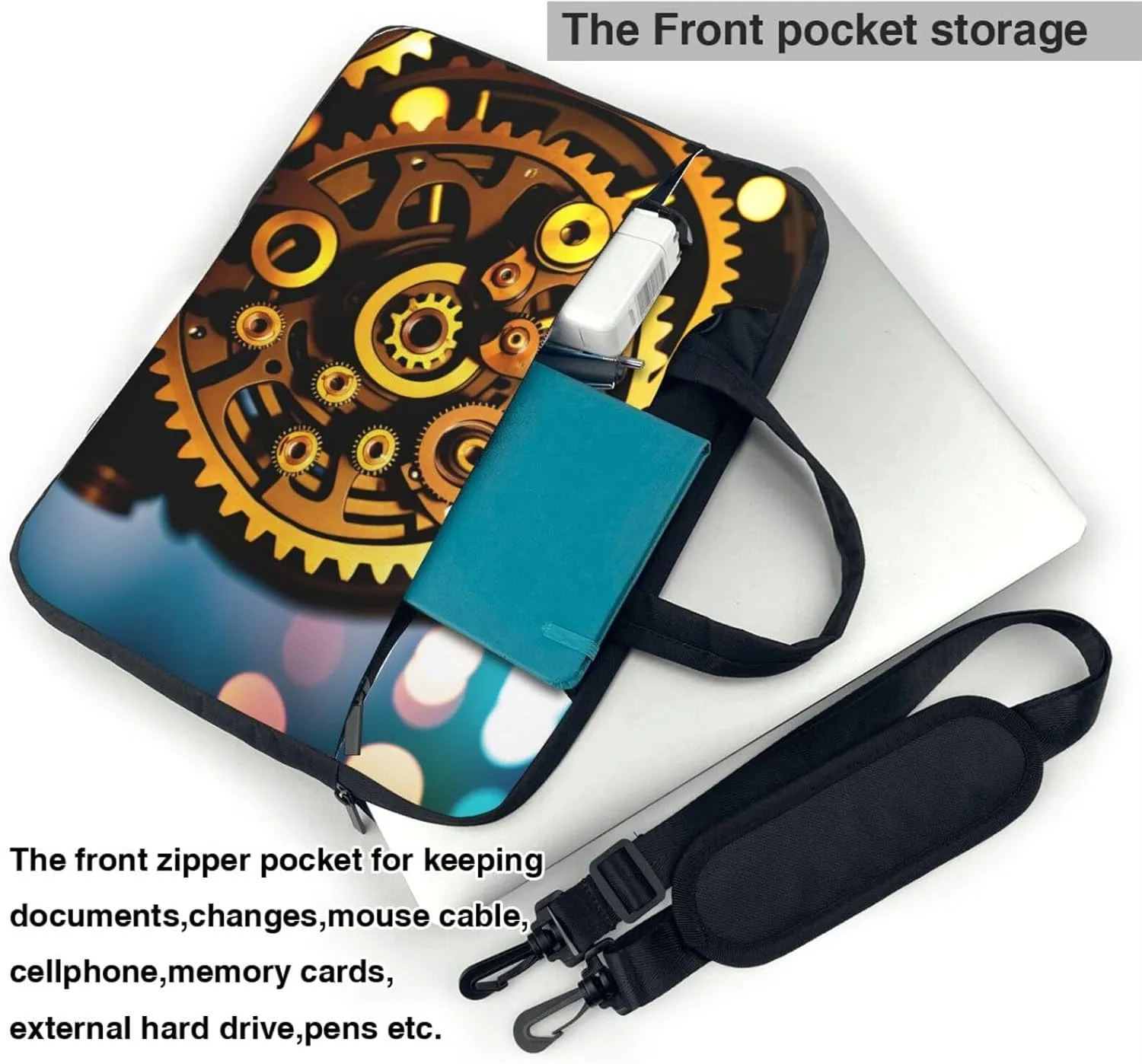 Print Flowers Laptop Shoulder Bag Notebook Computer Case Briefcase With Shoulder Straps And Handle
