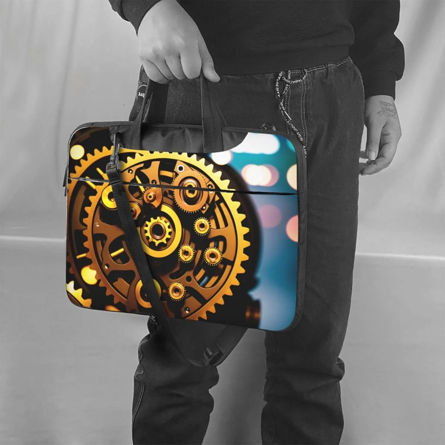Print Flowers Laptop Shoulder Bag Notebook Computer Case Briefcase With Shoulder Straps And Handle