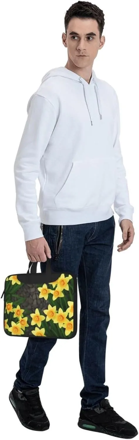 Print Flowers Laptop Shoulder Bag Notebook Computer Case Briefcase With Shoulder Straps And Handle