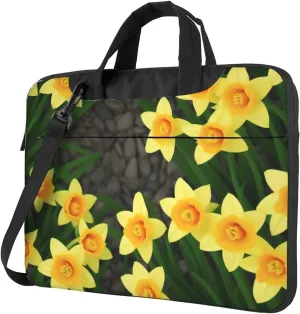 Print Flowers Laptop Shoulder Bag Notebook Computer Case Briefcase With Shoulder Straps And Handle