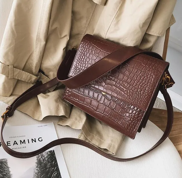 PU Shoulder European Fashion Women's On-time delivery Women Alligator Tote bag Leather Simple 2018 Quality New Designer Bags Handbag Privacy-focused Crossbody