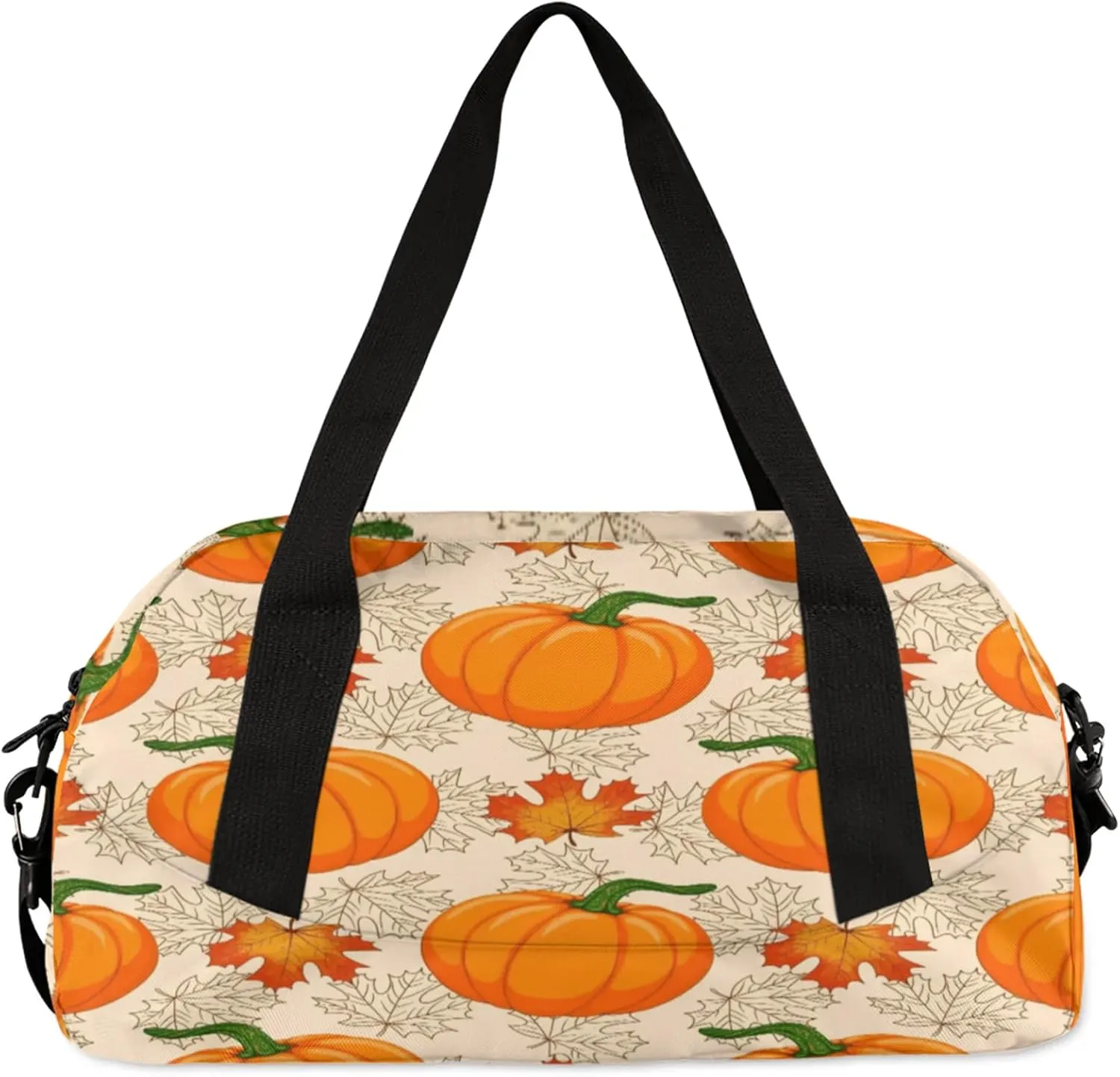 Pumpkin Pattern Kids Duffel Bag Lightweight Waterproof Sports Gym Bag with Front Zipper Pocket Foldable Weekender Overnight Bag for School Practice Gymnastic Ballet