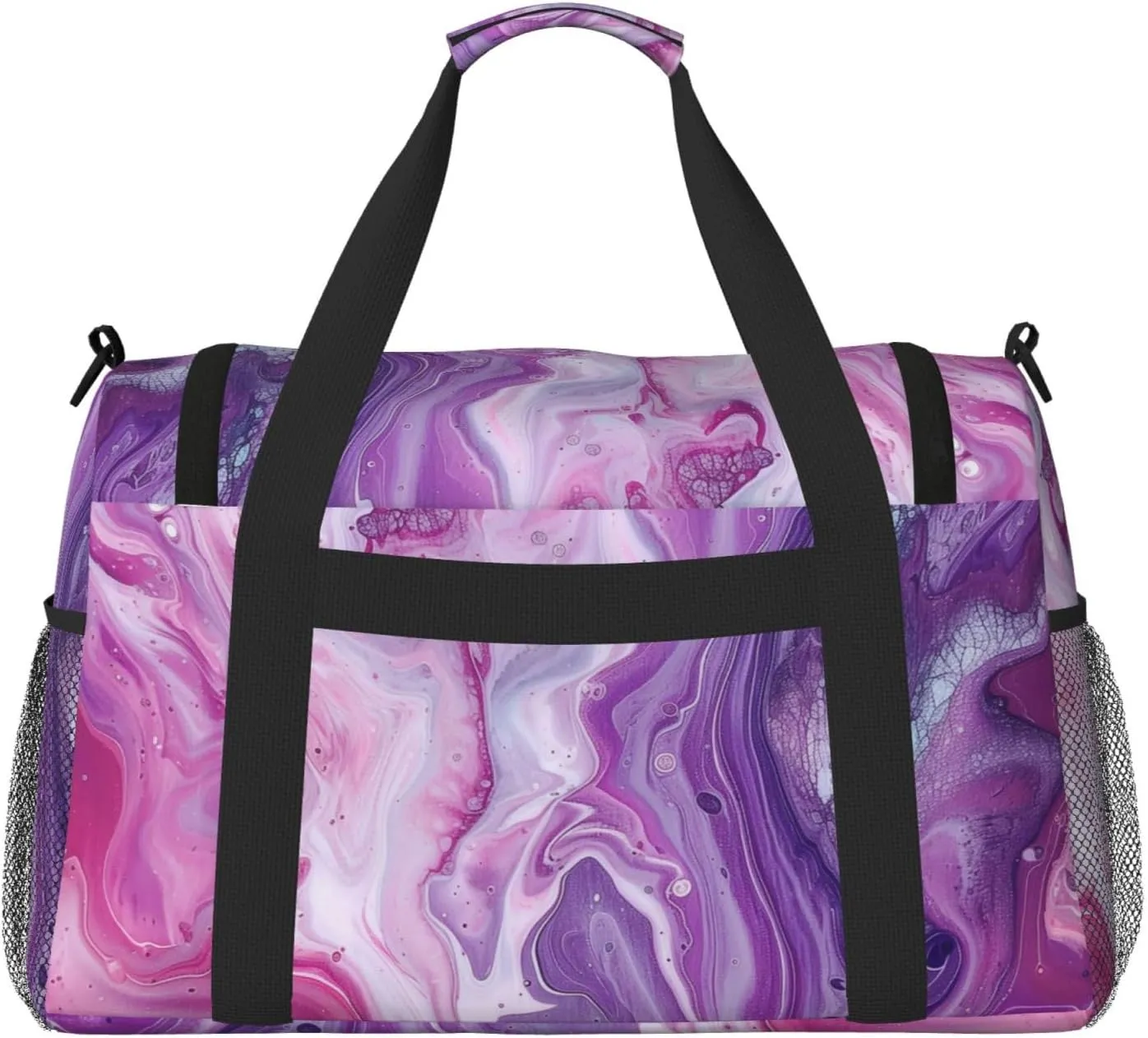 Purle Pink Marble Duffle Bag Foldable Travel Tote Bag Carry On Large Weekender Overnight Bags Waterproof Gym Bag For Women Men