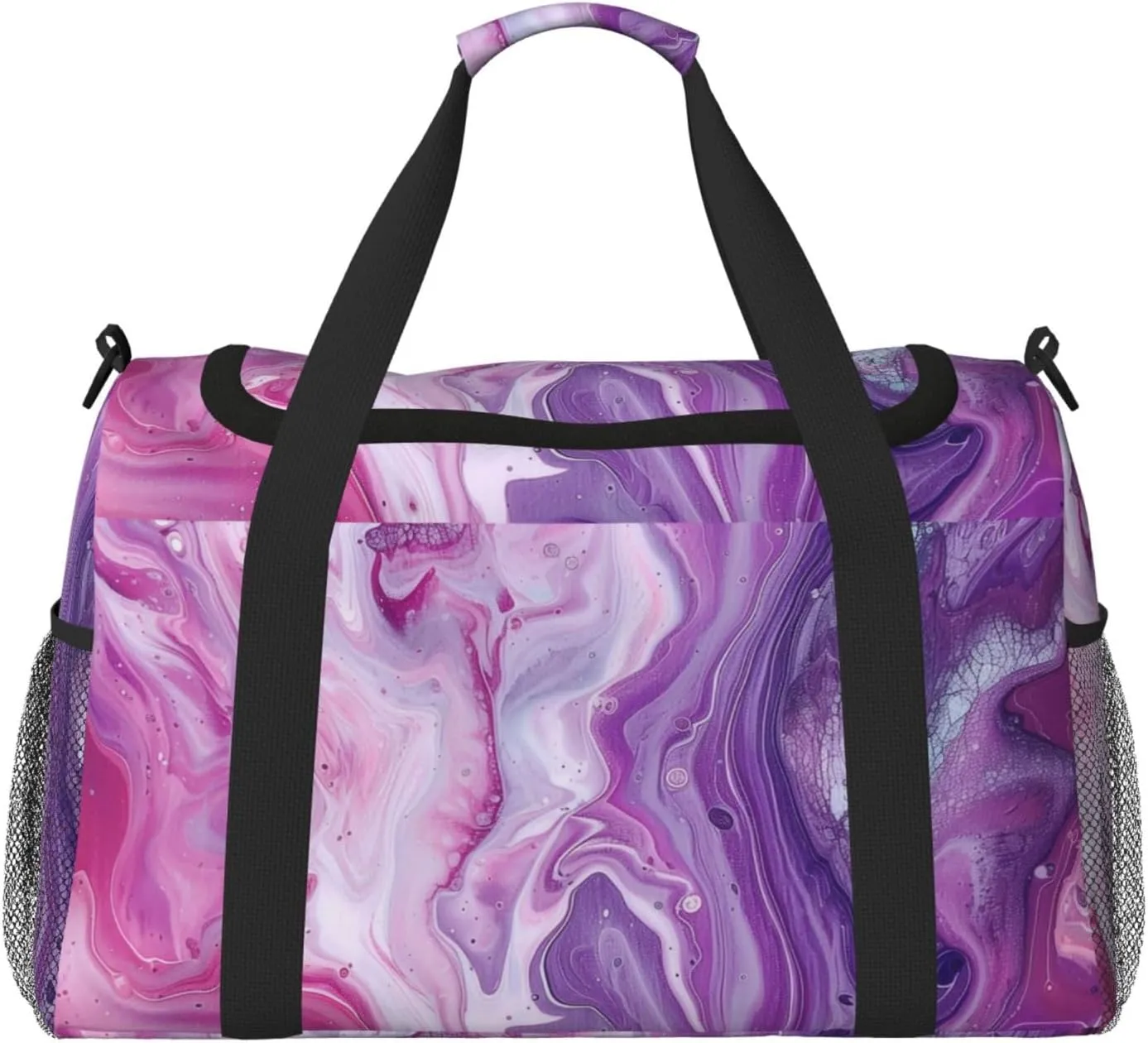 Purle Pink Marble Duffle Bag Foldable Travel Tote Bag Carry On Large Weekender Overnight Bags Waterproof Gym Bag For Women Men