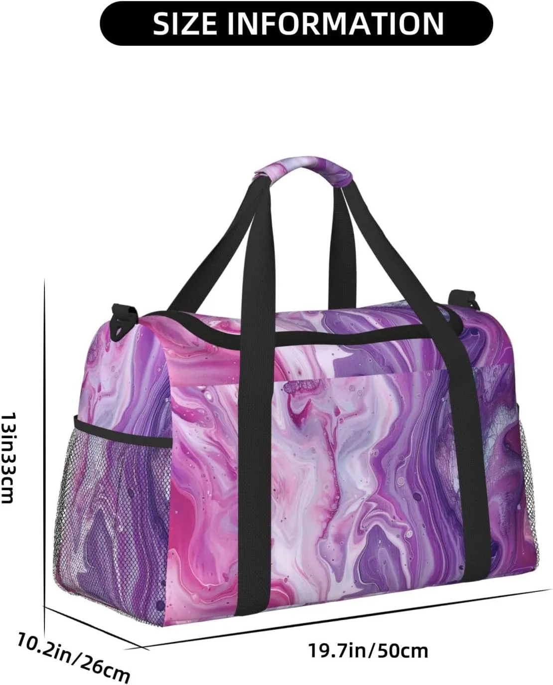 Purle Pink Marble Duffle Bag Foldable Travel Tote Bag Carry On Large Weekender Overnight Bags Waterproof Gym Bag For Women Men
