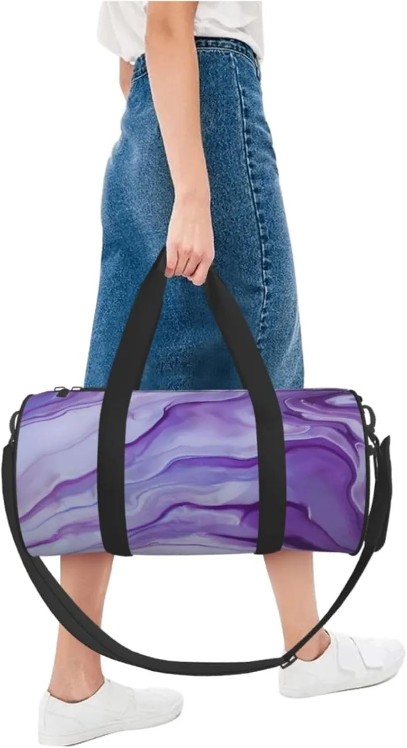 Purple Amethyst Round Travel Duffel Bag Large Capacity Gym Sports Bags for Hiking Vacation Trips