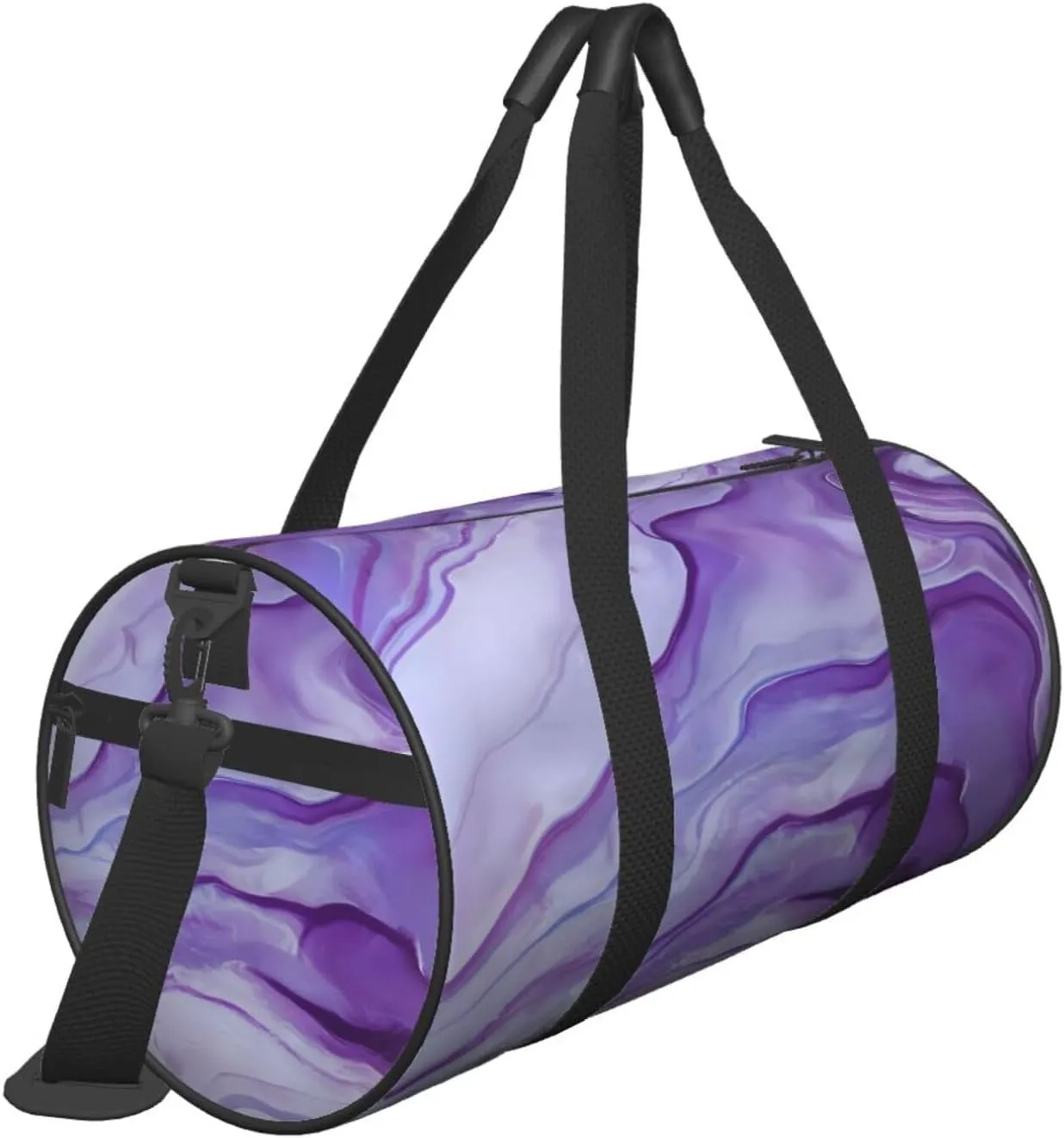Purple Amethyst Round Travel Duffel Bag Large Capacity Gym Sports Bags for Hiking Vacation Trips
