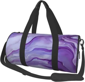 Purple Amethyst Round Travel Duffel Bag Large Capacity Gym Sports Bags for Hiking Vacation Trips