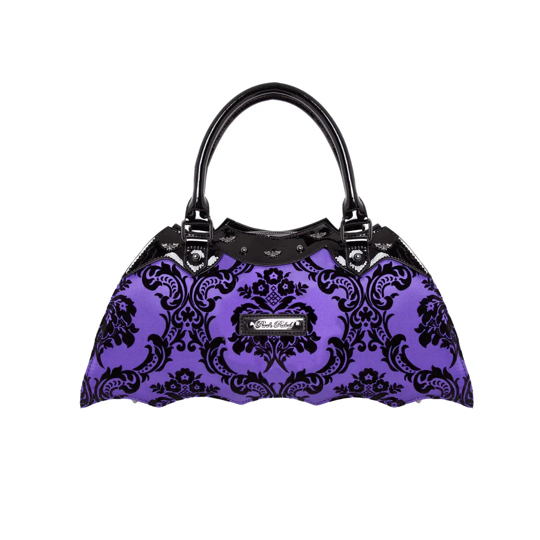 Purple Damask Bat Handbag