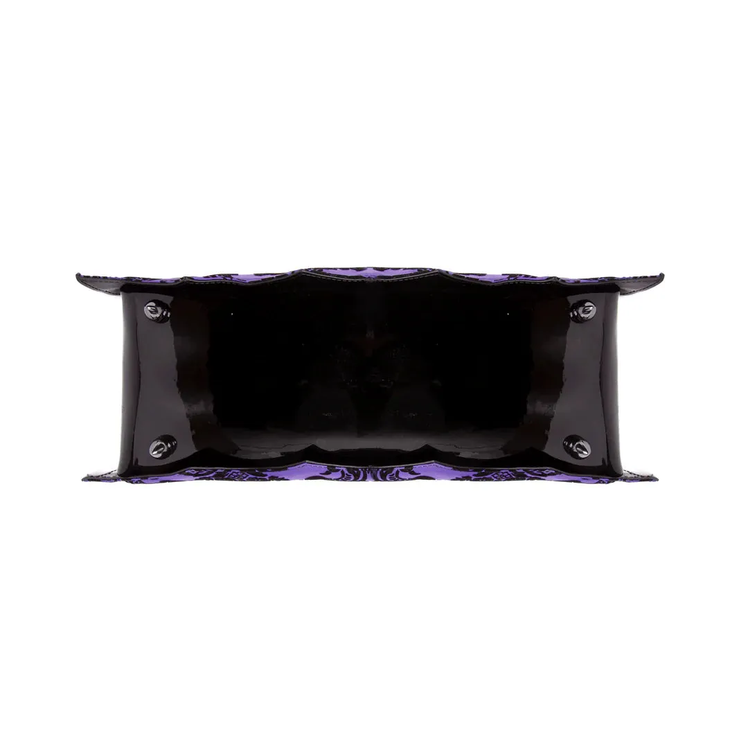 Purple Damask Bat Handbag