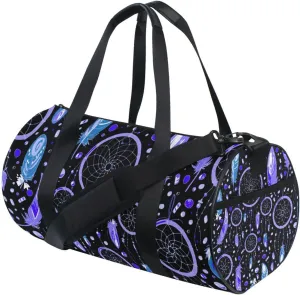 Purple Dream Catcher Feathers Duffel Bag Canvas Travel Weekender Luggage Gym Handbag for Men Women