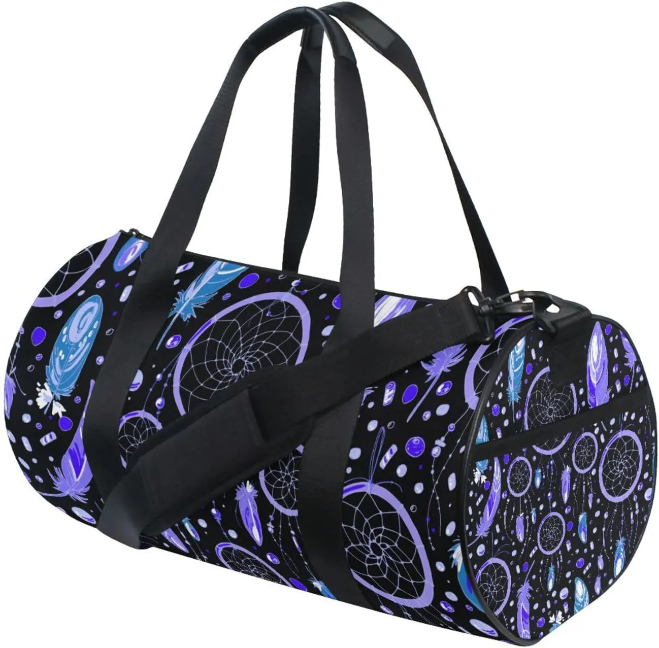 Purple Dream Catcher Feathers Duffel Bag Canvas Travel Weekender Luggage Gym Handbag for Men Women