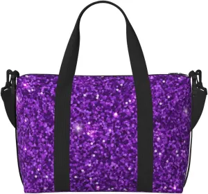 Purple Glitter Travel Bag for Women Men Weekender Bags Carry on Overnight Bag Tote Bag Yoga Gym Bag for Gym, Work, Travel, Weekend, Personal Items