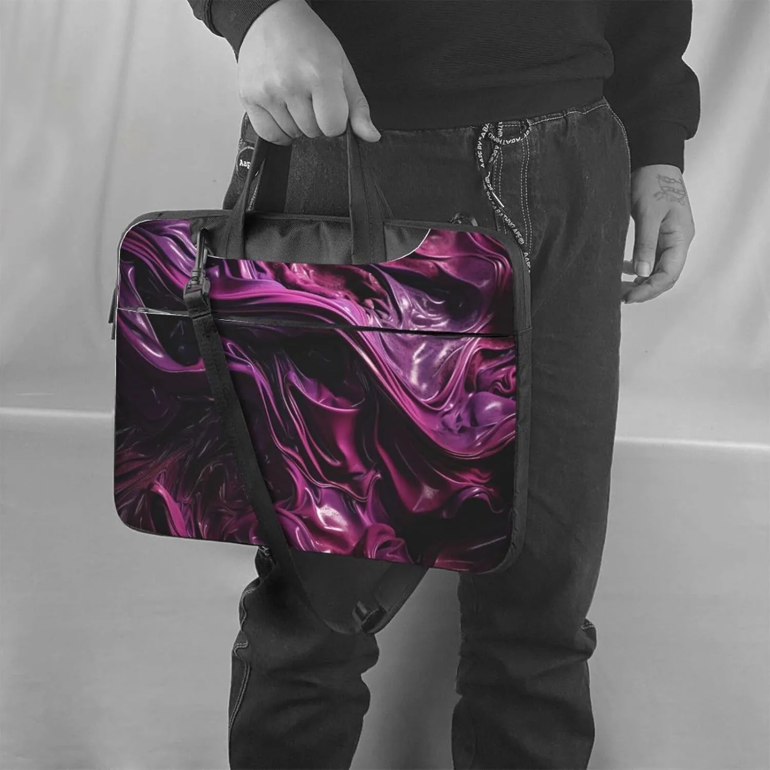 Purple Pigment Laptop Bag Laptop Messenger Shoulder Bag Travel Computer Bag for Women Men