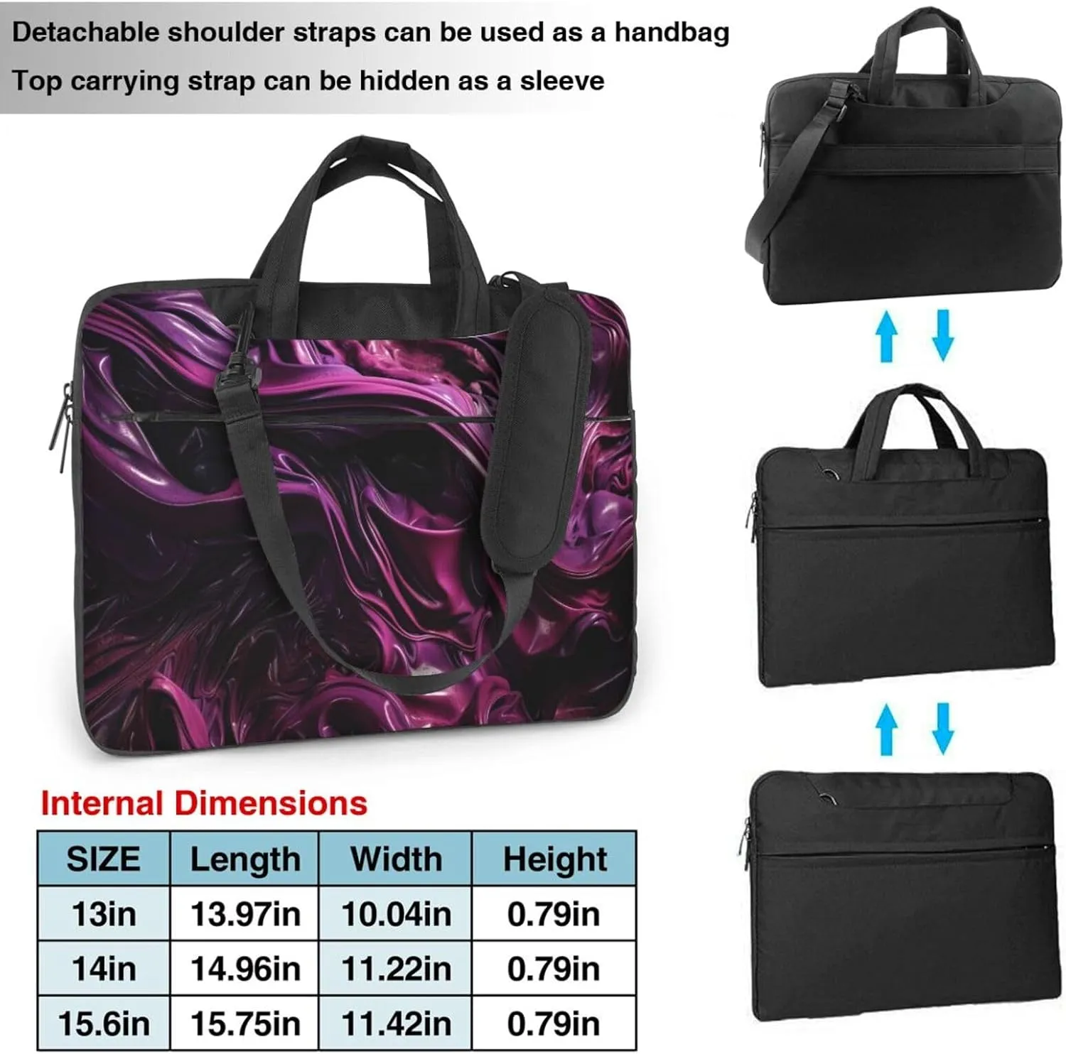 Purple Pigment Laptop Bag Laptop Messenger Shoulder Bag Travel Computer Bag for Women Men